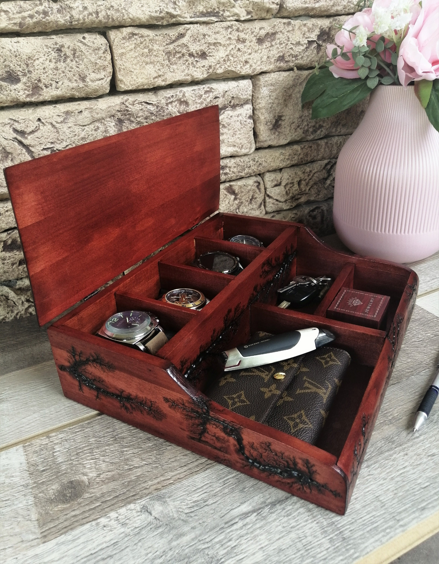 Watch and jewelry box, Wood Box Watch Storage, Birthday Men Gifts