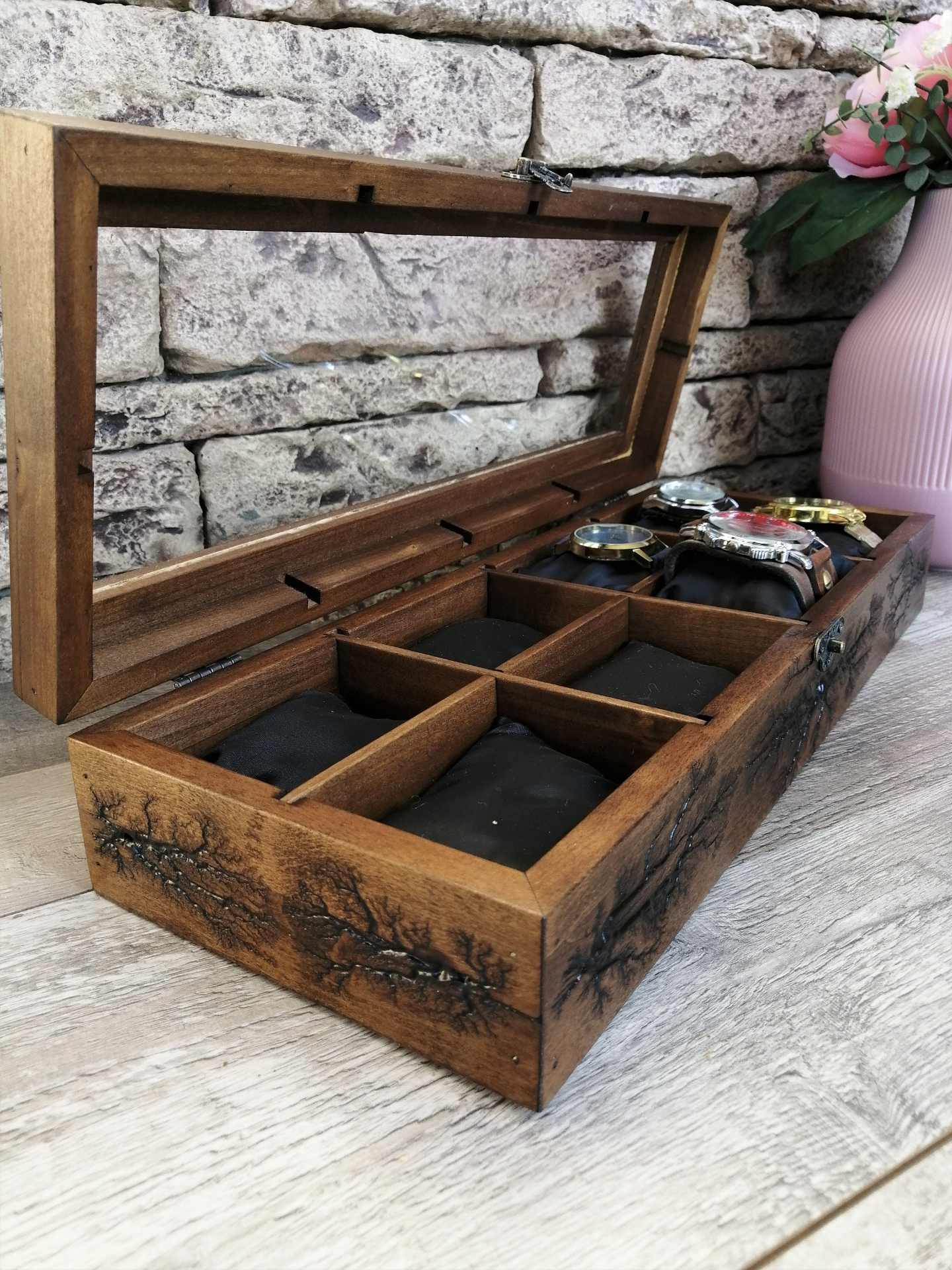 Watch Box for Men, Wood Watch Storage 8 Slots, Father's Day Gift for Dad