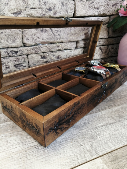Watch Box for Men, Wood Watch Storage 8 Slots, Father's Day Gift for Dad