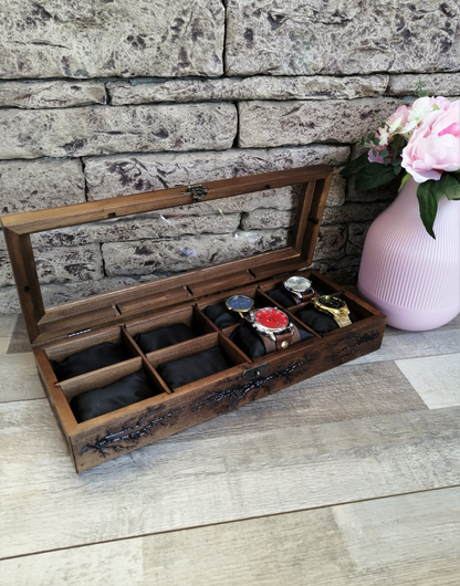 Watch Box for Men, Wood Watch Storage 8 Slots, Father's Day Gift for Dad