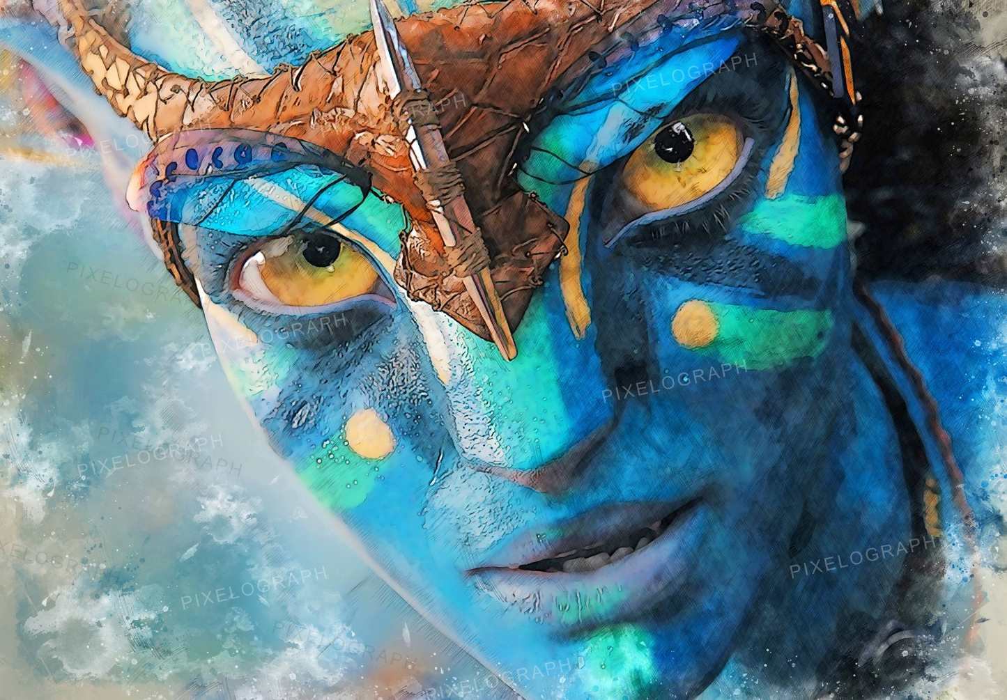 Avatar Large Print, Avatar Art, Neytiri Poster, Neytiri Sketch Art, Avatar HQ cotton paper print, Avatar Paper Print, Avatar Watercolor