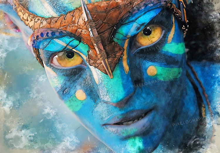 a person with blue face paint