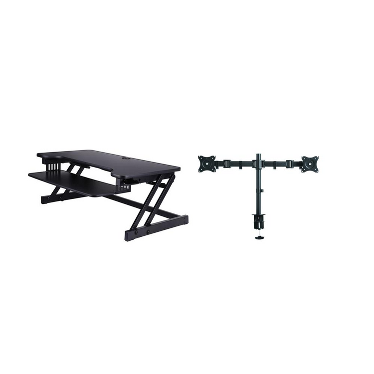a black table with a stand