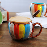 Ceramic Coffee Mug with Lid and Spoon