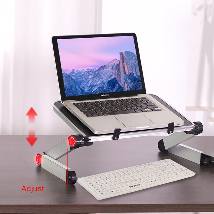 a laptop on a stand