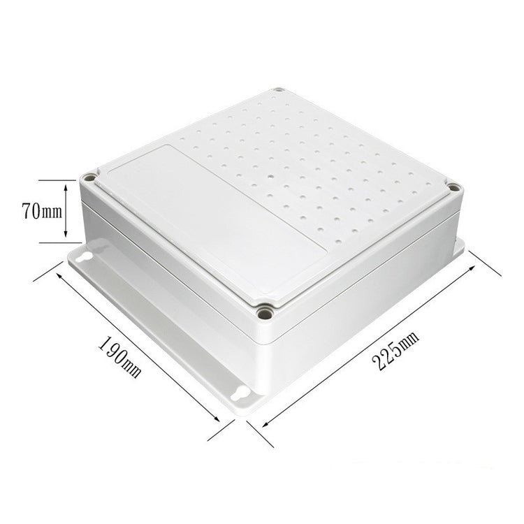 a white box with sizes and measurements