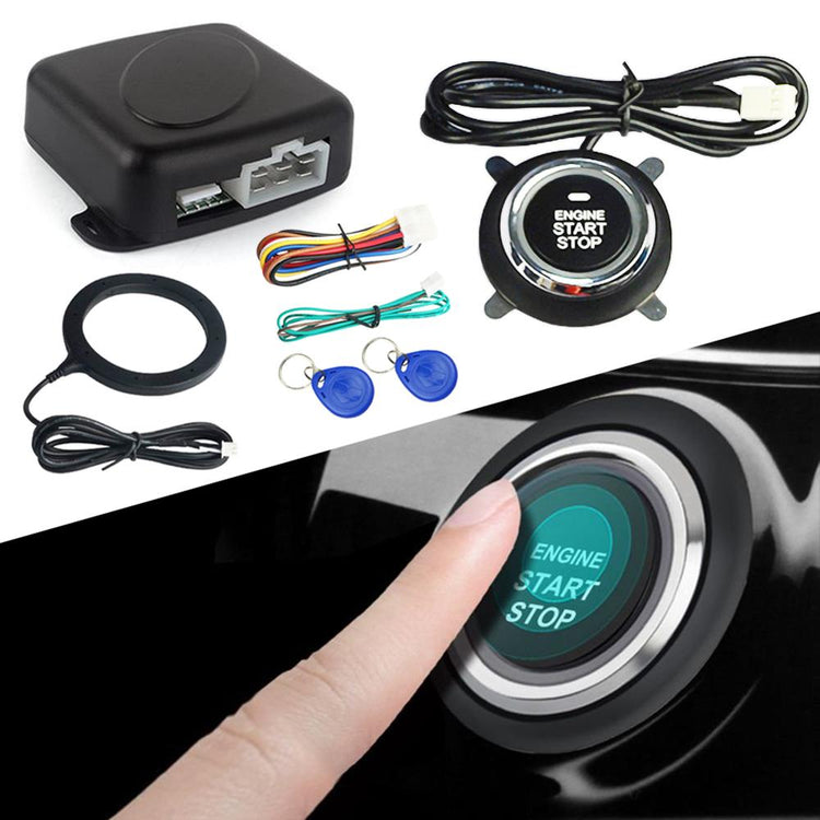 a finger pressing a button on a car