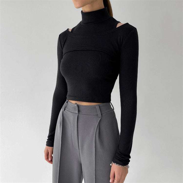 a woman in a black shirt