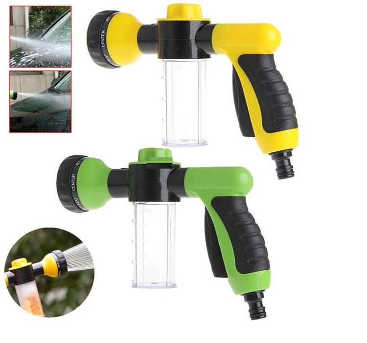 a collage of a spray gun