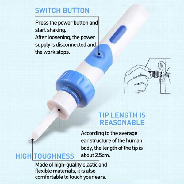 a blue and white device with text