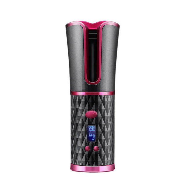 a hair dryer with a pink trim
