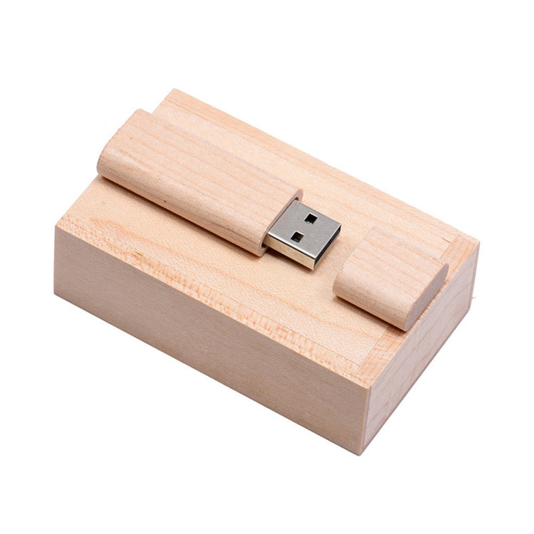 a wooden box with a usb drive