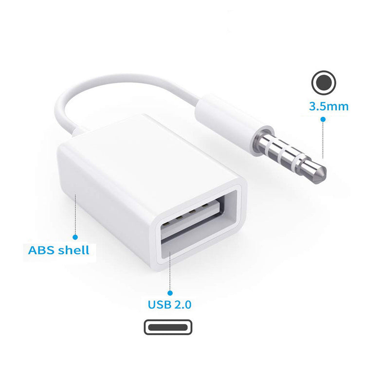 a white usb cable with blue text