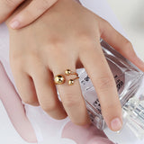 Geometric Double-Line Stainless Steel Bead Ring