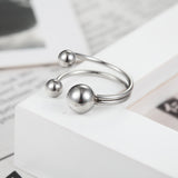 Geometric Double-Line Stainless Steel Bead Ring