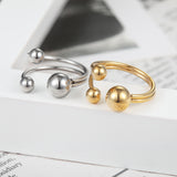 Geometric Double-Line Stainless Steel Bead Ring