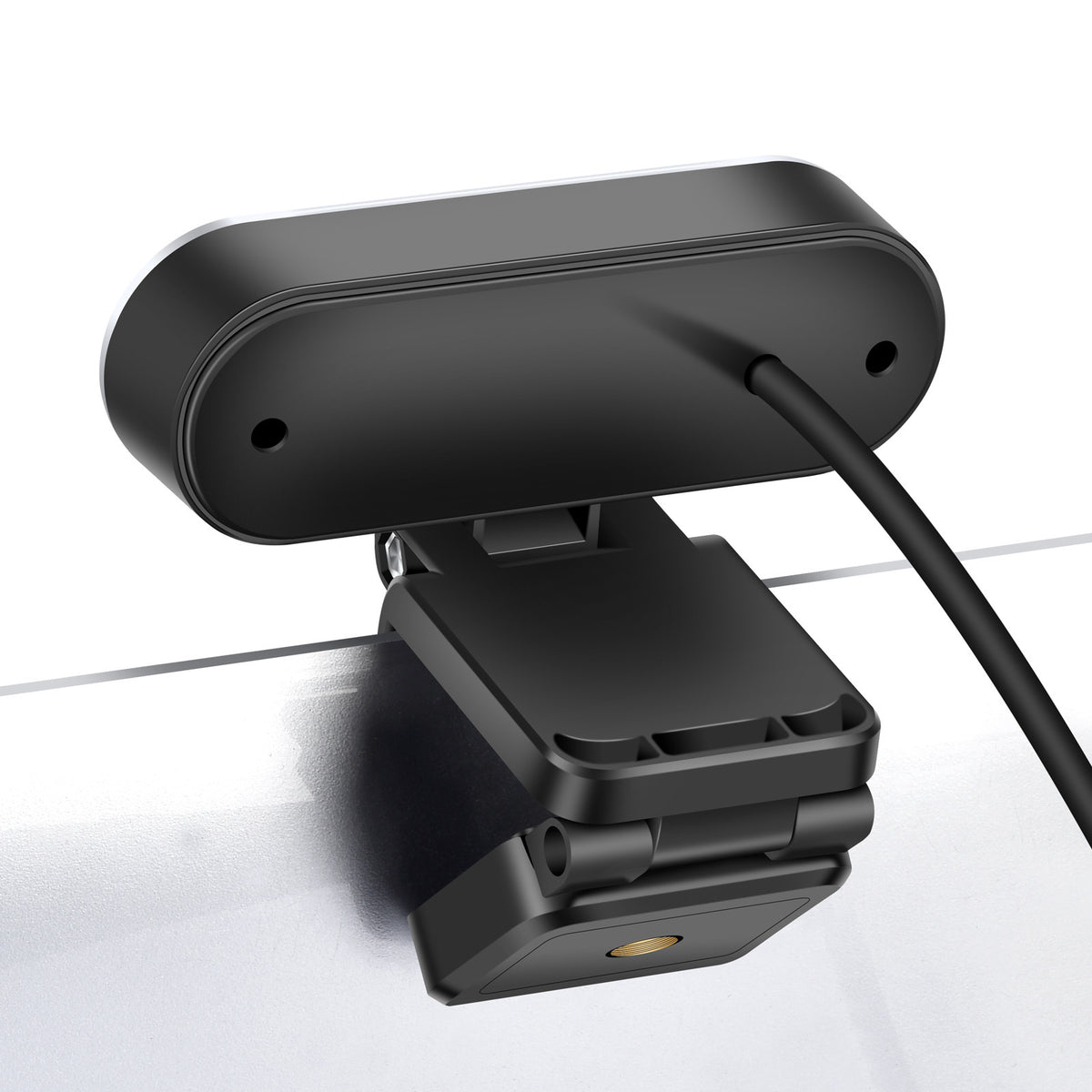 a black webcam with a cable