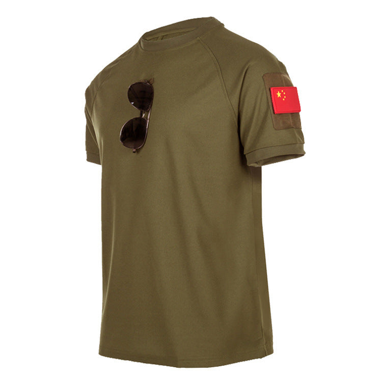 a green shirt with sunglasses on it