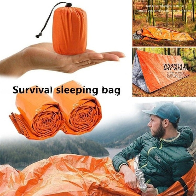 a collage of a person in a sleeping bag