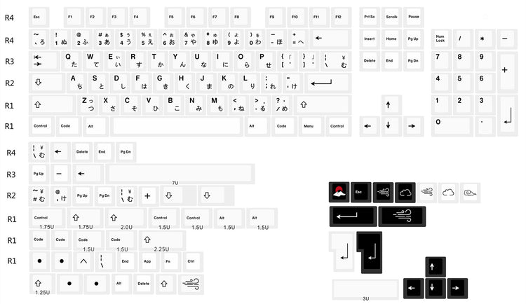 a keyboard with different symbols