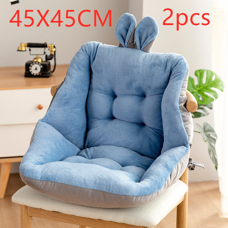 a blue chair with a bunny ears on it