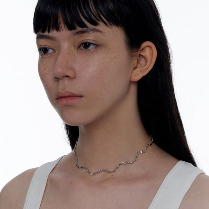 Small Design Sense Wave Pattern Jewelry Adjustable Necklace