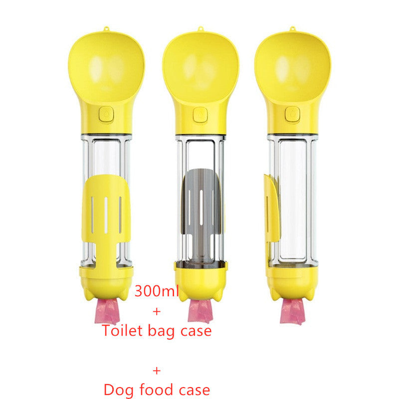 a group of yellow dog food bags
