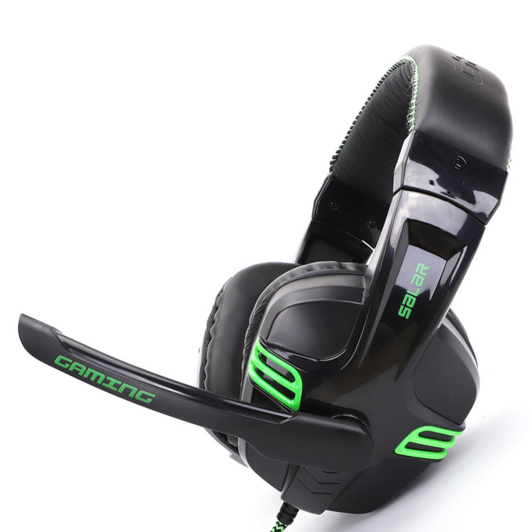 a black and green headphones