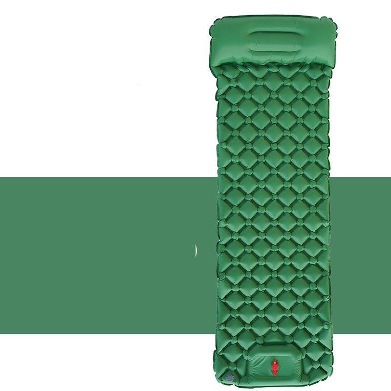 a green inflatable mattress
