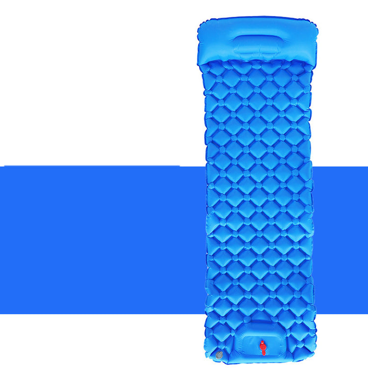a blue inflatable mattress