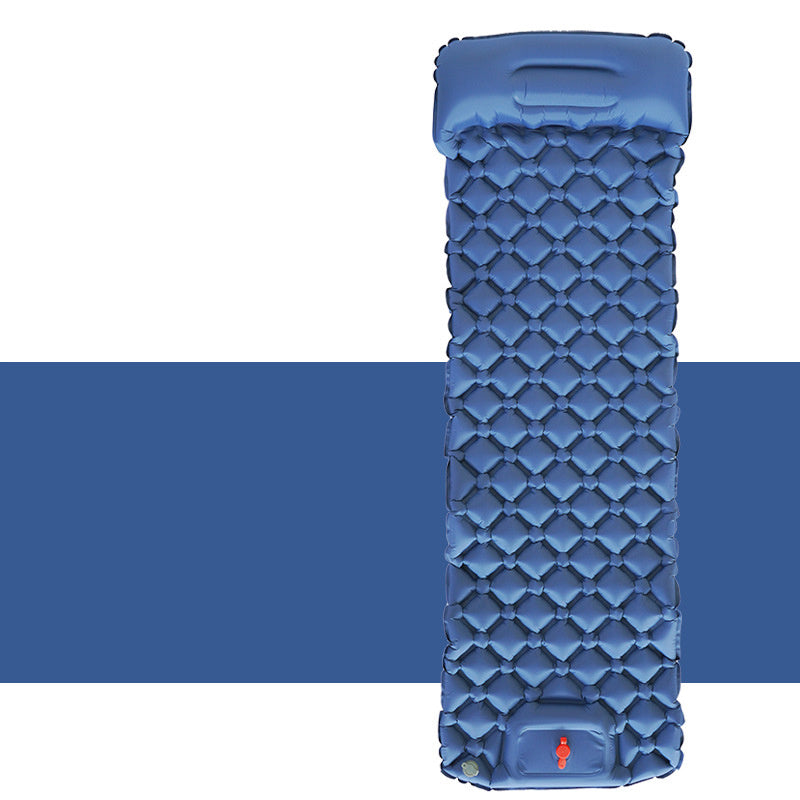 a blue inflatable mattress