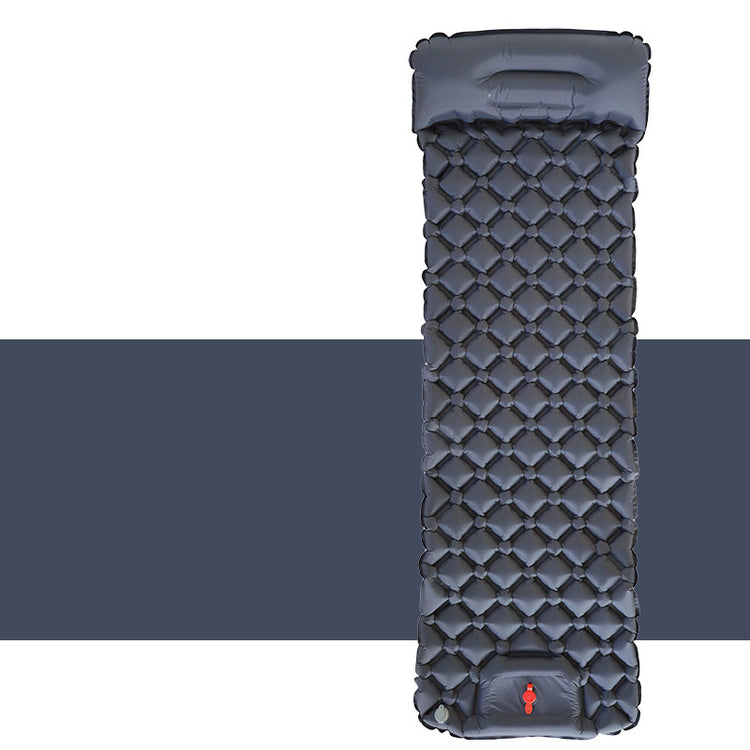 a grey inflatable mattress