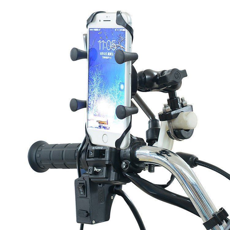 a phone on a handlebar