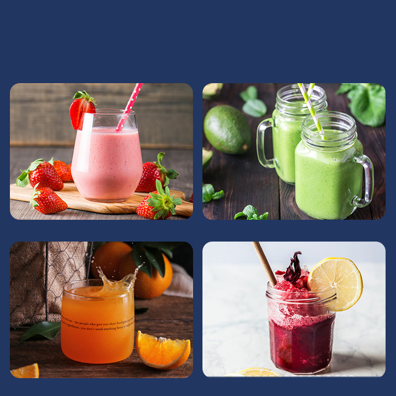 a collage of different drinks