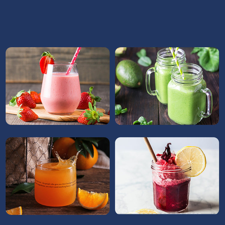a collage of different drinks