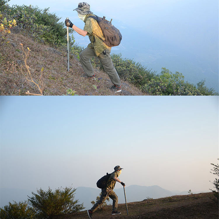 a man hiking on a hill