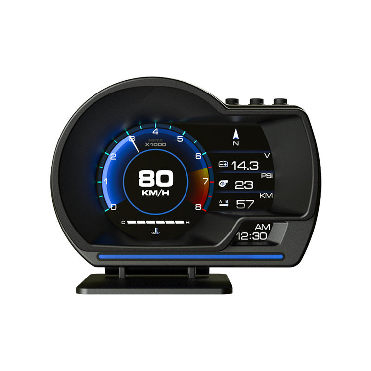 a black digital device with blue and white numbers