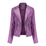 Women's Slim-Fit Faux Leather Motorcycle Jacket