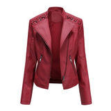 Women's Slim-Fit Faux Leather Motorcycle Jacket