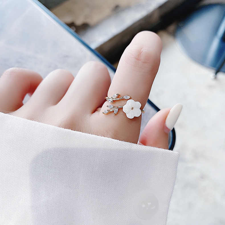Sparkling Diamond Crystal Zircon Flower Ring Micro Inlaid Sweet Wild Love Flower Open Ring Bracelet
