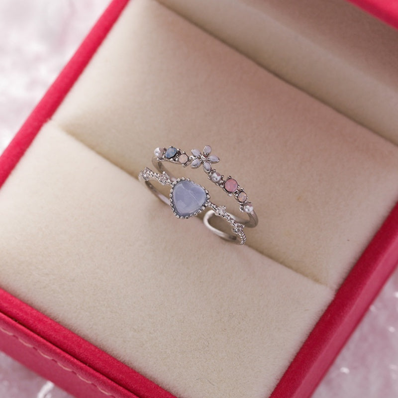 Sparkling Diamond Crystal Zircon Flower Ring Micro Inlaid Sweet Wild Love Flower Open Ring Bracelet