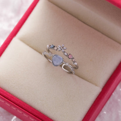 Sparkling Diamond Crystal Zircon Flower Ring Micro Inlaid Sweet Wild Love Flower Open Ring Bracelet