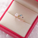 Crystal Flower Open Ring