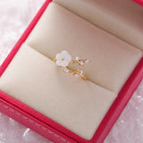 Crystal Flower Open Ring