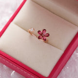 Crystal Flower Open Ring
