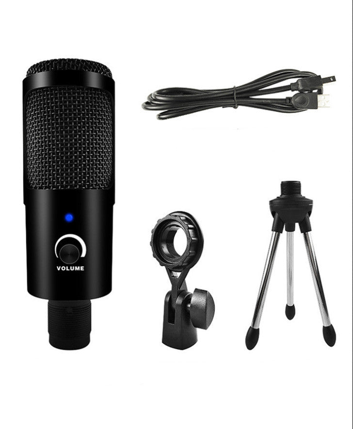 a black microphone with a tripod and cable