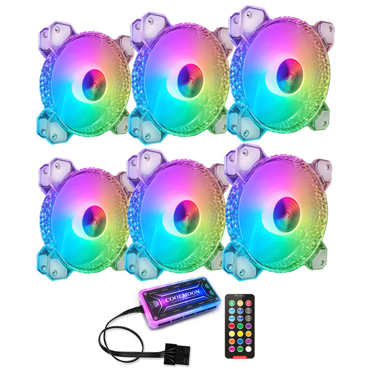 a group of colorful fans with remote control