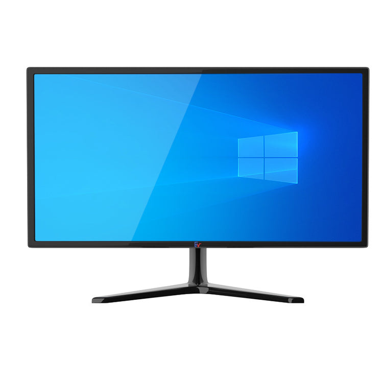 a computer monitor with a blue screen