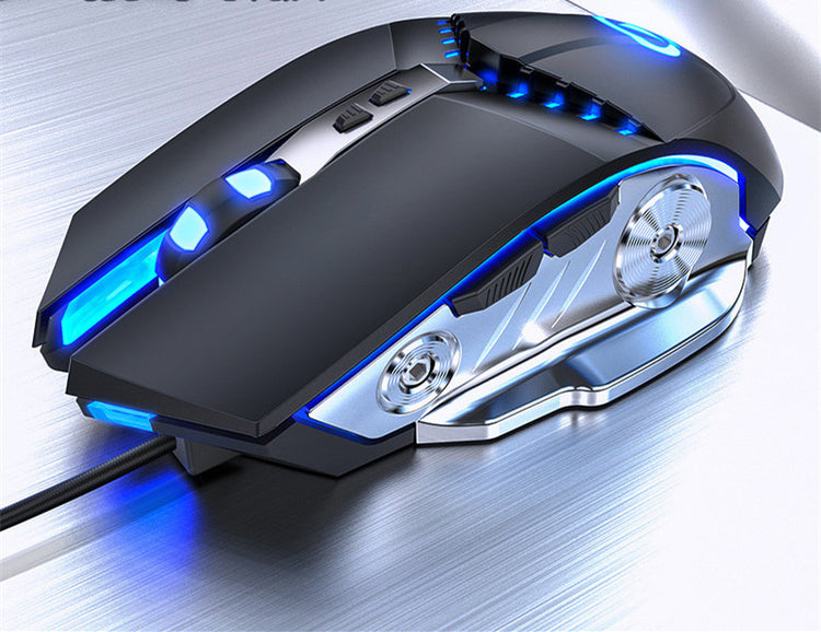 a black and silver computer mouse