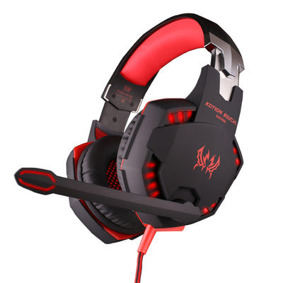 a black and red headphones